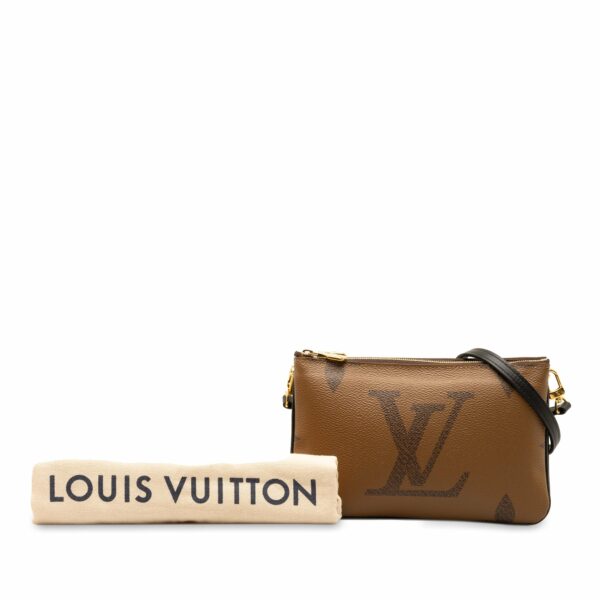 Brown LV Monogram Giant Reverse Double Zip Pochette Crossbody Bag - Image 13