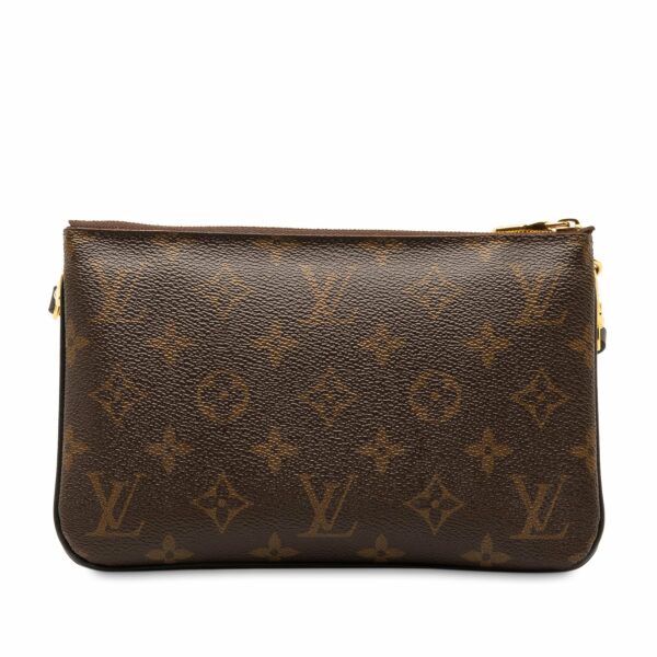 Brown LV Monogram Giant Reverse Double Zip Pochette Crossbody Bag - Image 3