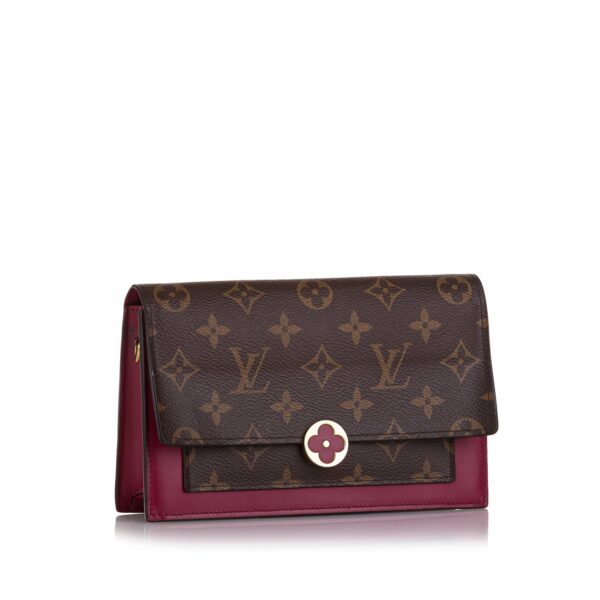 Brown LV Monogram Flore Wallet On Chain - Image 2