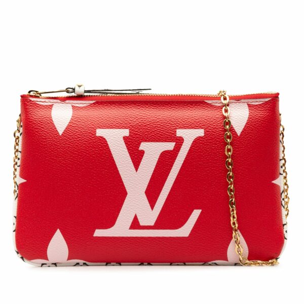 Red LV Monogram Giant Jungle Pochette Double Zip Crossbody Bag