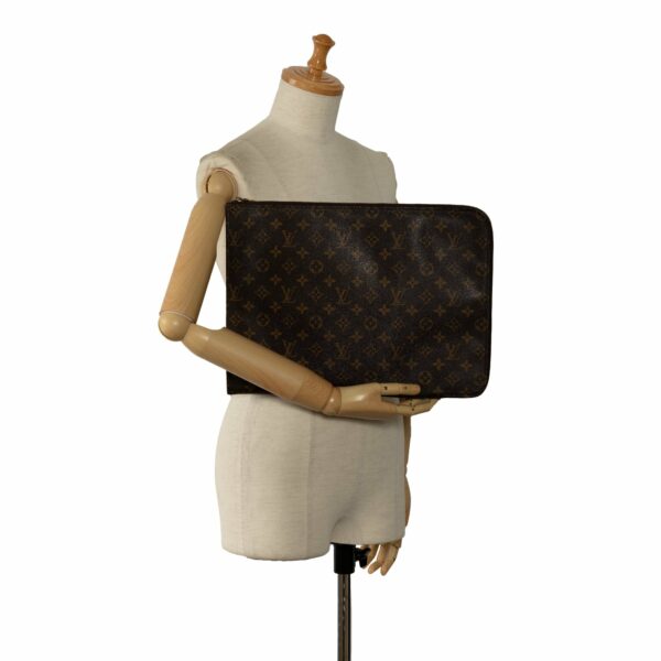 Brown LV Monogram Poche Documents Portfolio Business Bag - Image 9