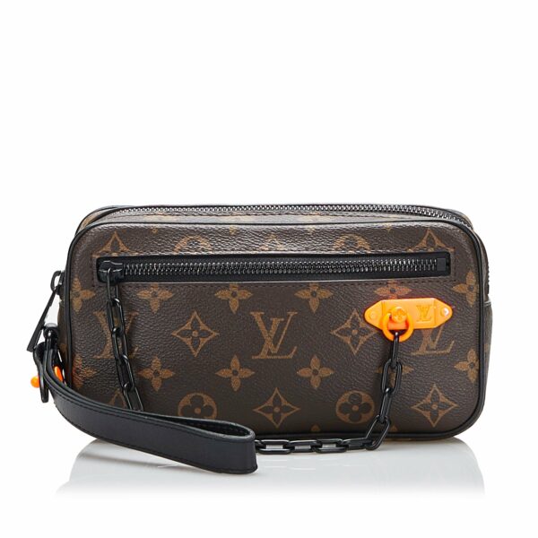 Brown LV Monogram Solar Ray Pochette Volga Clutch Bag