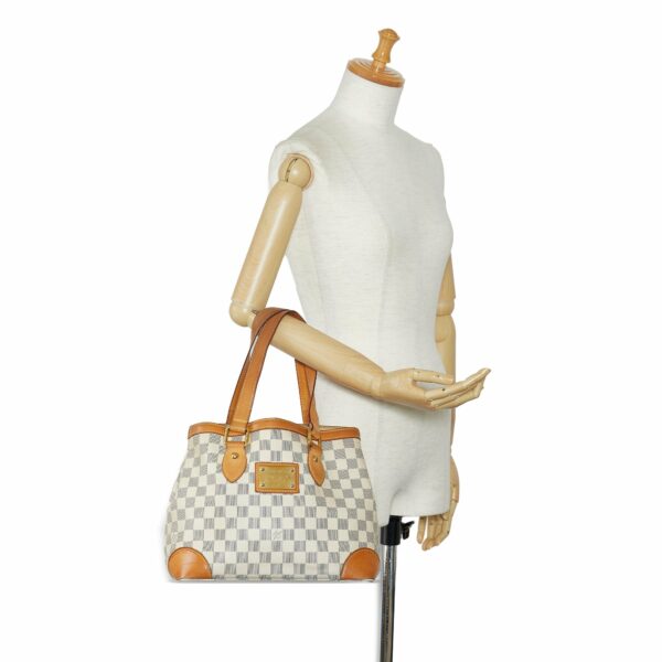 White LV Damier Azur Hampstead PM Tote Bag - Image 14