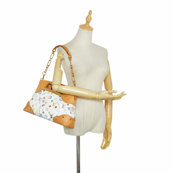 White LV Monogram Multicolore Judy MM Satchel - Image 9