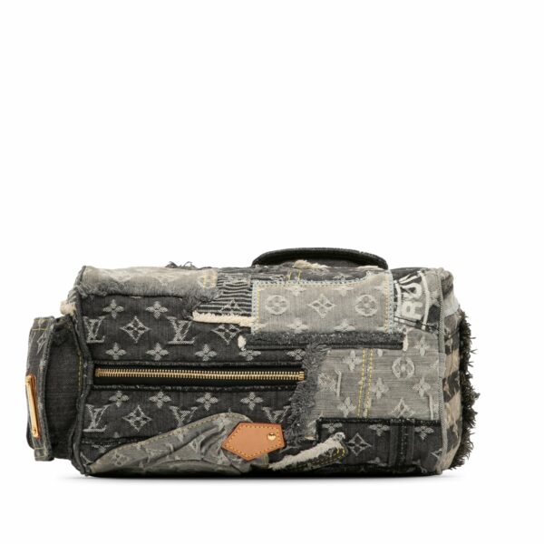 Gray LV Monogram Denim Patchwork Speedy 30 Boston Bag - Image 5