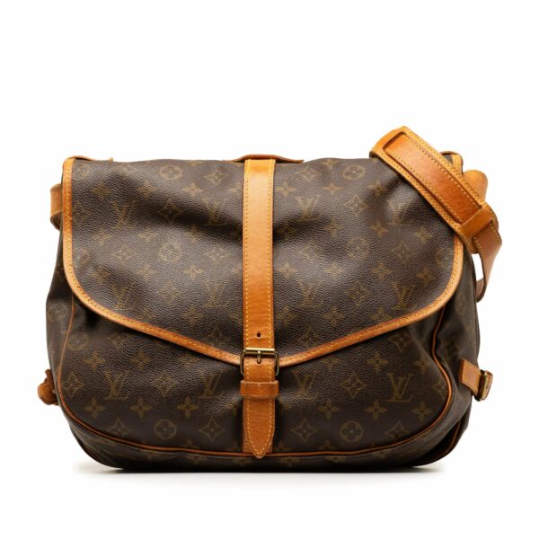 Brown LV Monogram Saumur 35 Crossbody Bag