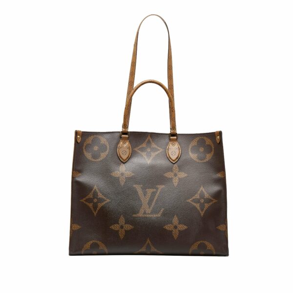 Brown LV Monogram Reverse OntheGo GM Satchel