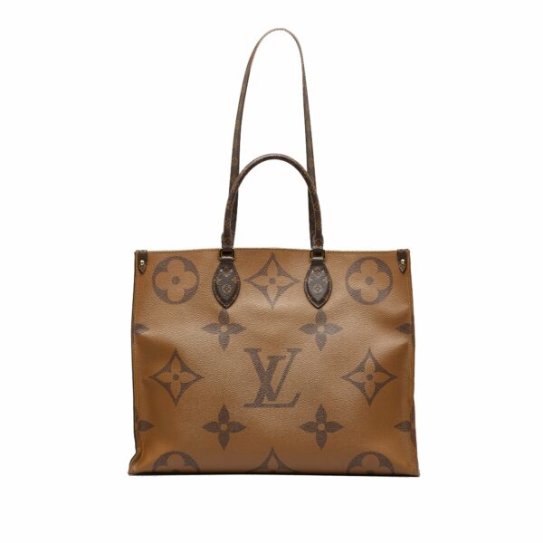 Brown LV Monogram Reverse OntheGo GM Satchel - Image 3