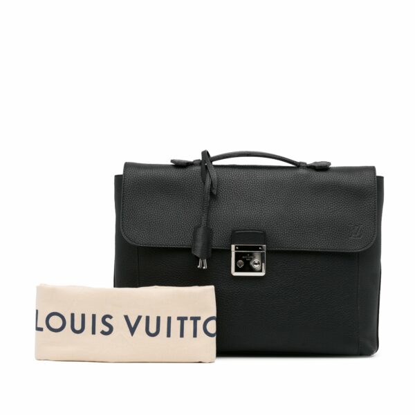 Black LV Taurillon Serviette Dorian Business Bag - Image 15