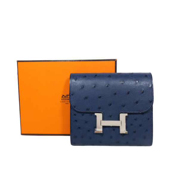 HM Blue de Malte Ostrich Constance Wallet