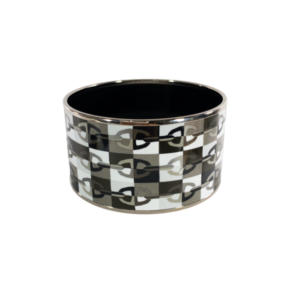 HM Extra-Wide Black and Gray Chain D'Ancre Enamel Bangle