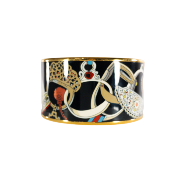 HM Extra-Wide Black Printed Enamel Bangle