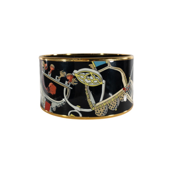 HM Extra-Wide Black Printed Enamel Bangle - Image 2