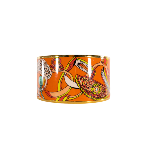 HM Extra-Wide Orange Printed Enamel Bangle - Image 3