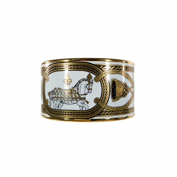 HM Extra-Wide Enamel Bangle White & Gold Printed