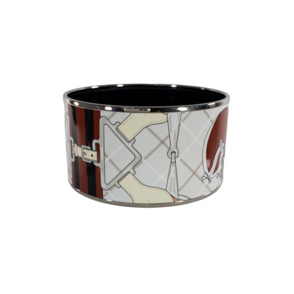 HM Extra-Wide Beige Burgundy Enamel Bangle - Image 2