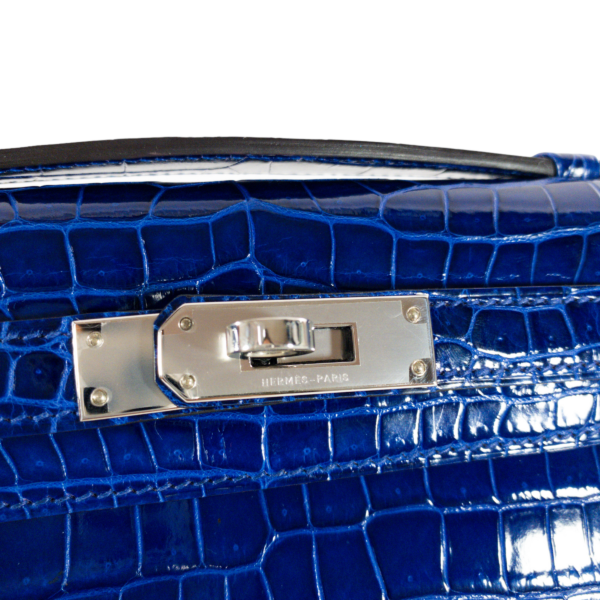 HM Blue Electric Kelly Cut Crocodile PHW - Image 7