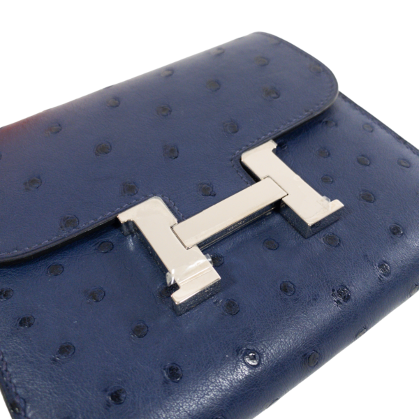 HM Blue de Malte Ostrich Constance Wallet - Image 3