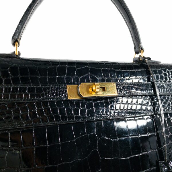 HM Vintage Crocodile Black Kelly 35cm GHW - Image 5