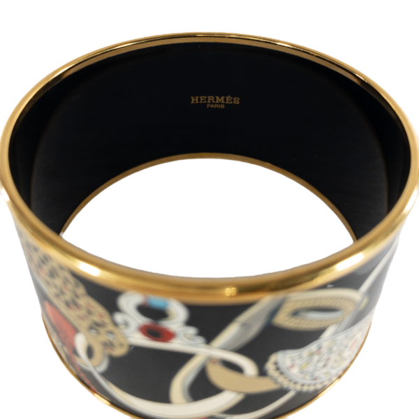 HM Extra-Wide Black Printed Enamel Bangle - Image 4