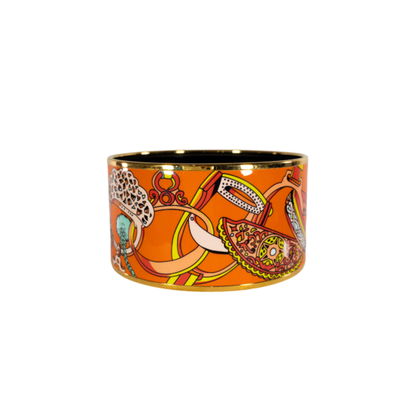 HM Extra-Wide Orange Printed Enamel Bangle - Image 2