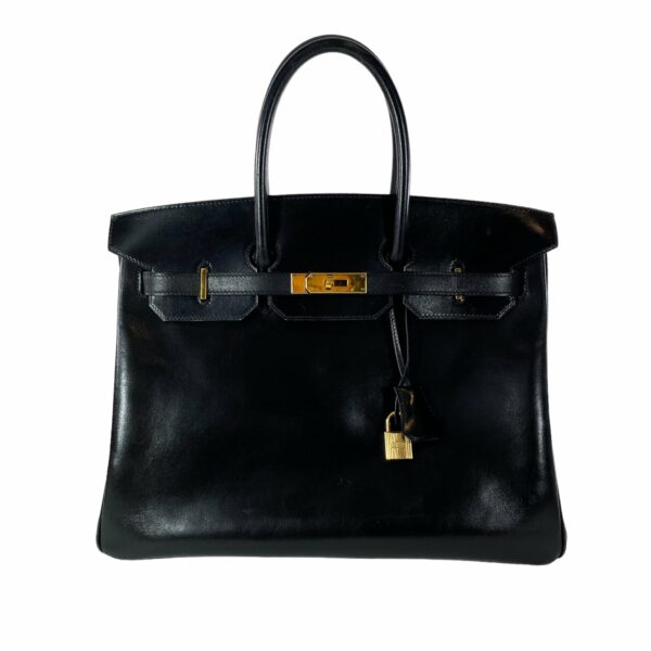 HM Vintage Black Birkin 35 Box Leather GHW