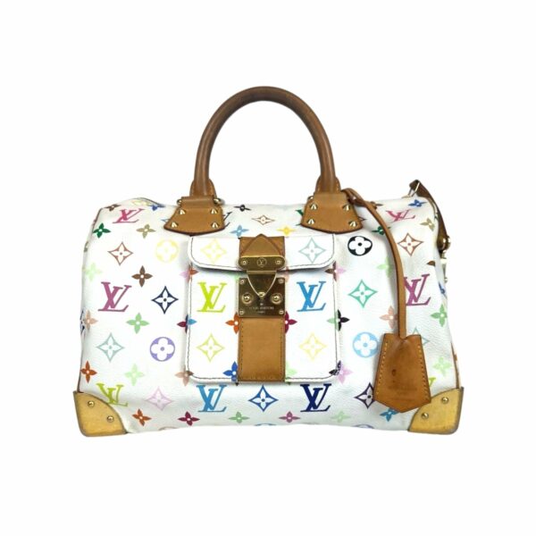 LV Speedy 30 White Multicolor Monogram Canvas - Image 3